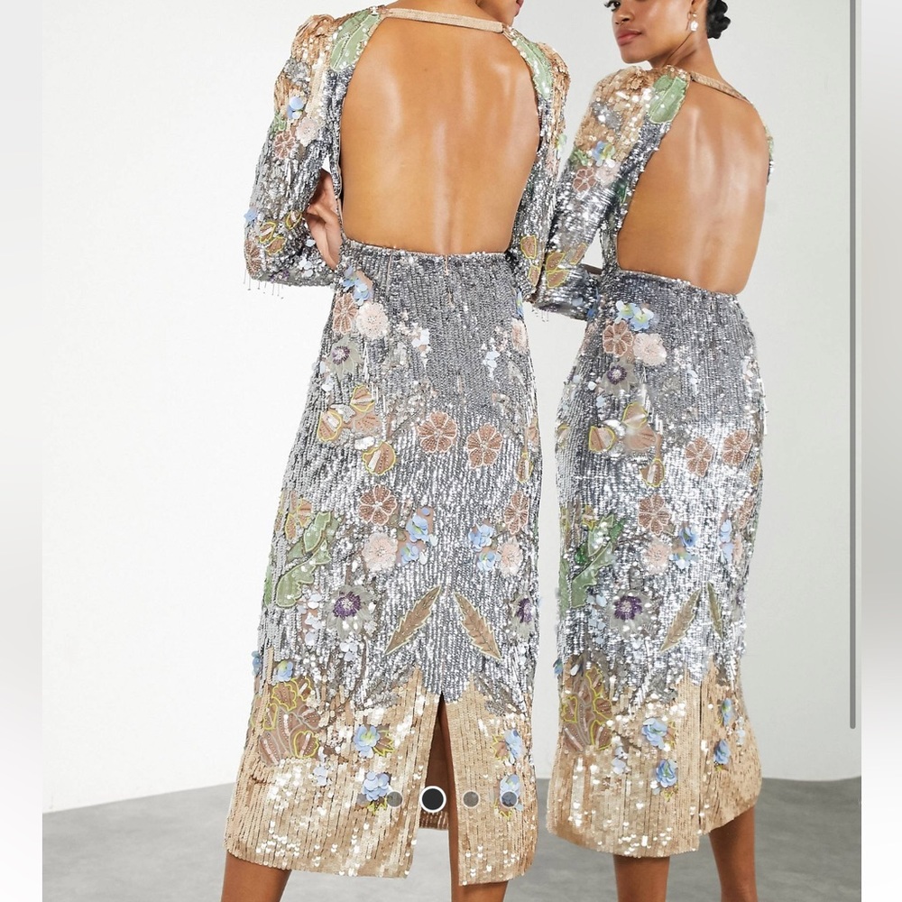 STUNNING!! Beaded ASOS sequin floral midi dress
